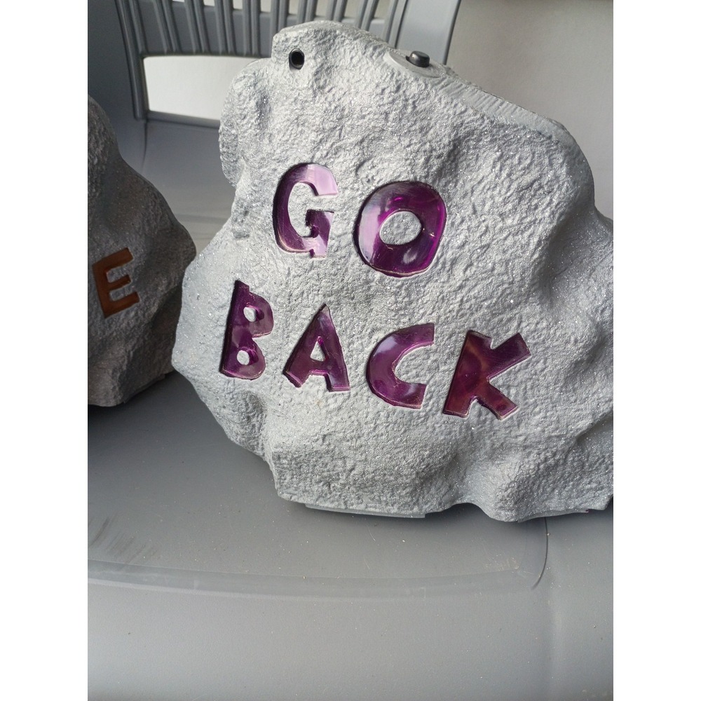 Gemmy‎ Halloween "GO BACK"&Beware Light/Sound Motion Activated Rock 11"
